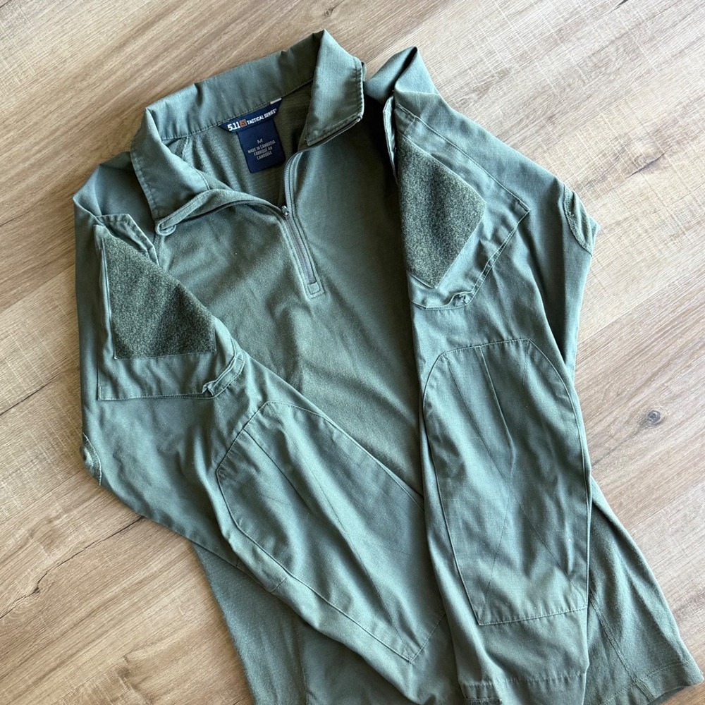 5.11 Tactical Series Rapid Assault Shirt Mens Medium Tundra Green Quarter Zip - Picture 6 of 8